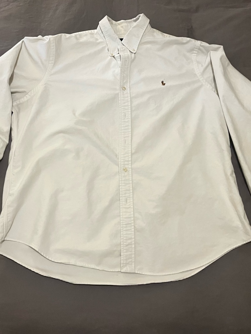 Ralph Lauren White Cotton Button-Down Shirt with Embroidered Pony